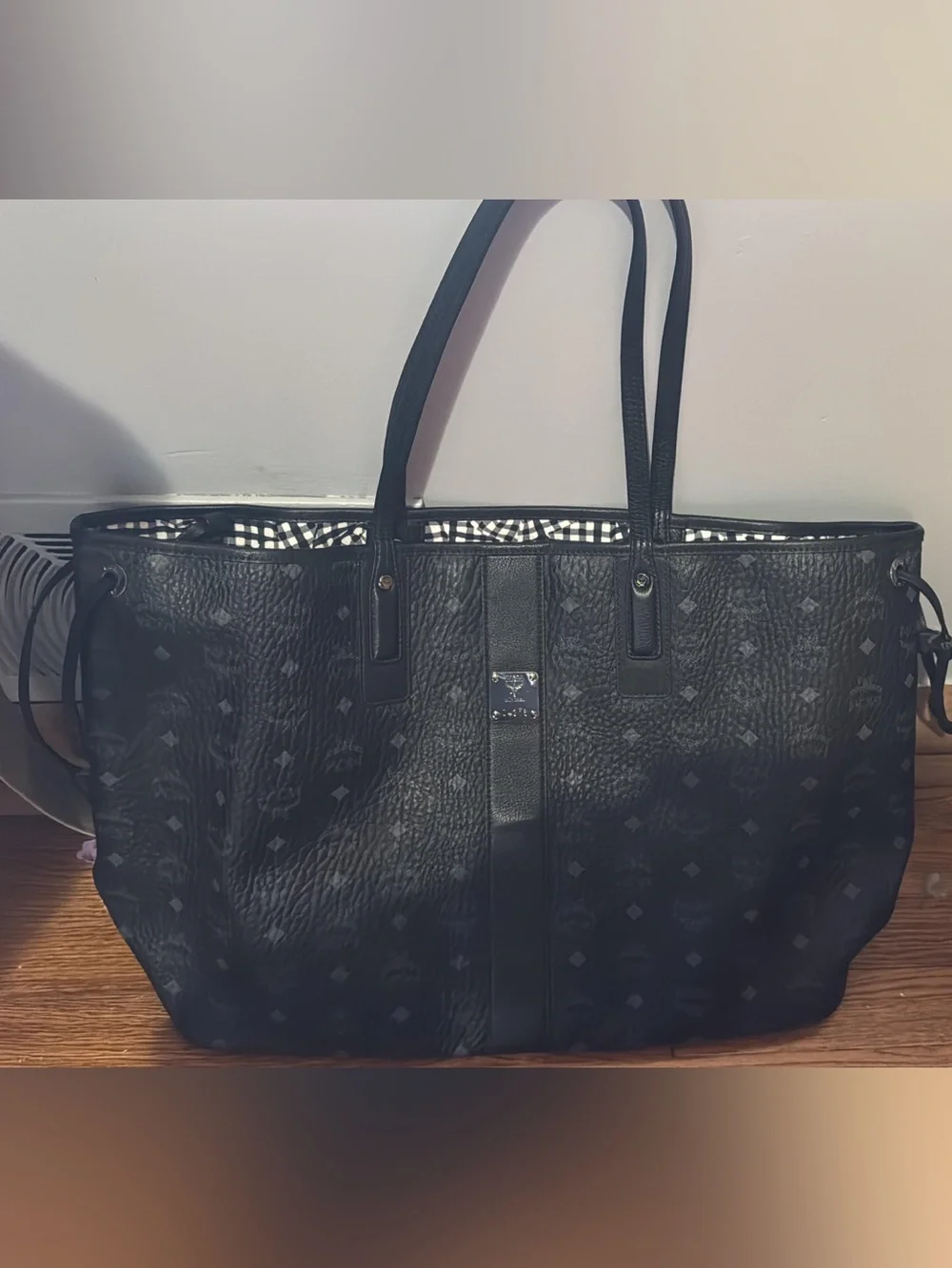 MCM Black Monogrammed Large Leather Tote
